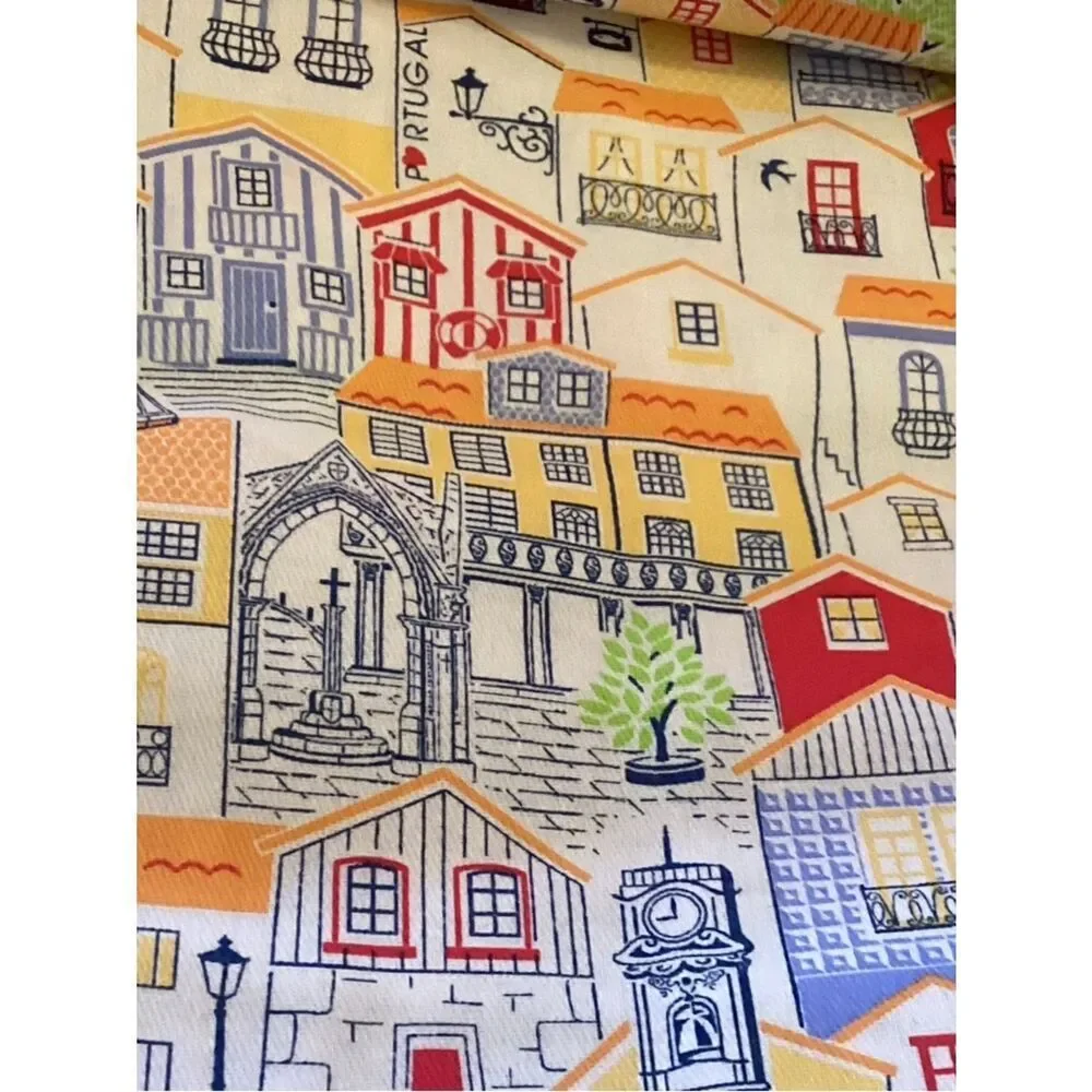NWT. Portugal Towns 100% Cotton Fabric/Tablecloth